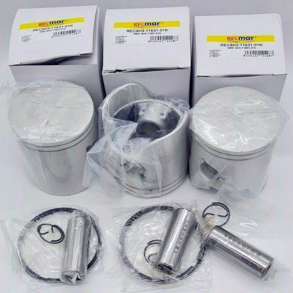 3 x STD PISTON KIT 50 60 70 HP YAMAHA OUTBOARD 2 STROKE 6H3-11631-01-96